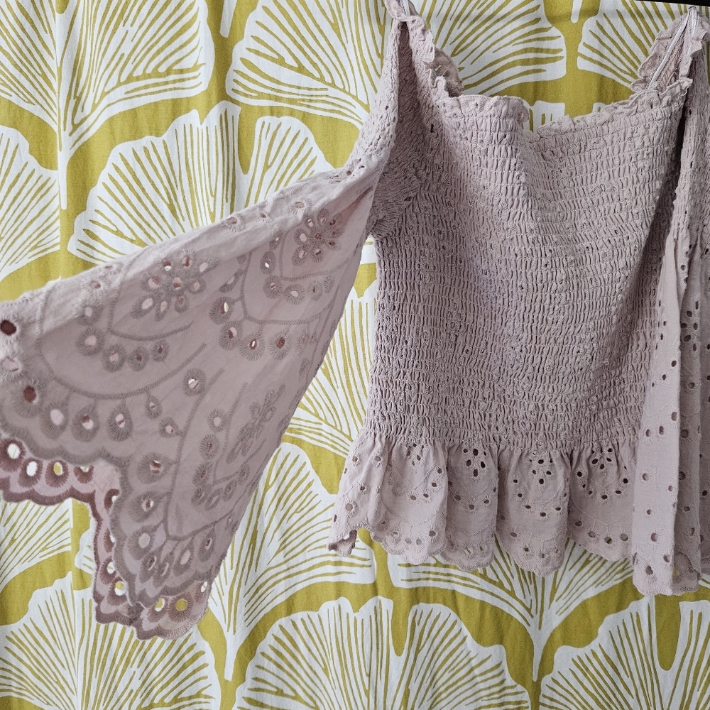 Off-the-shoulder Eyelet Top